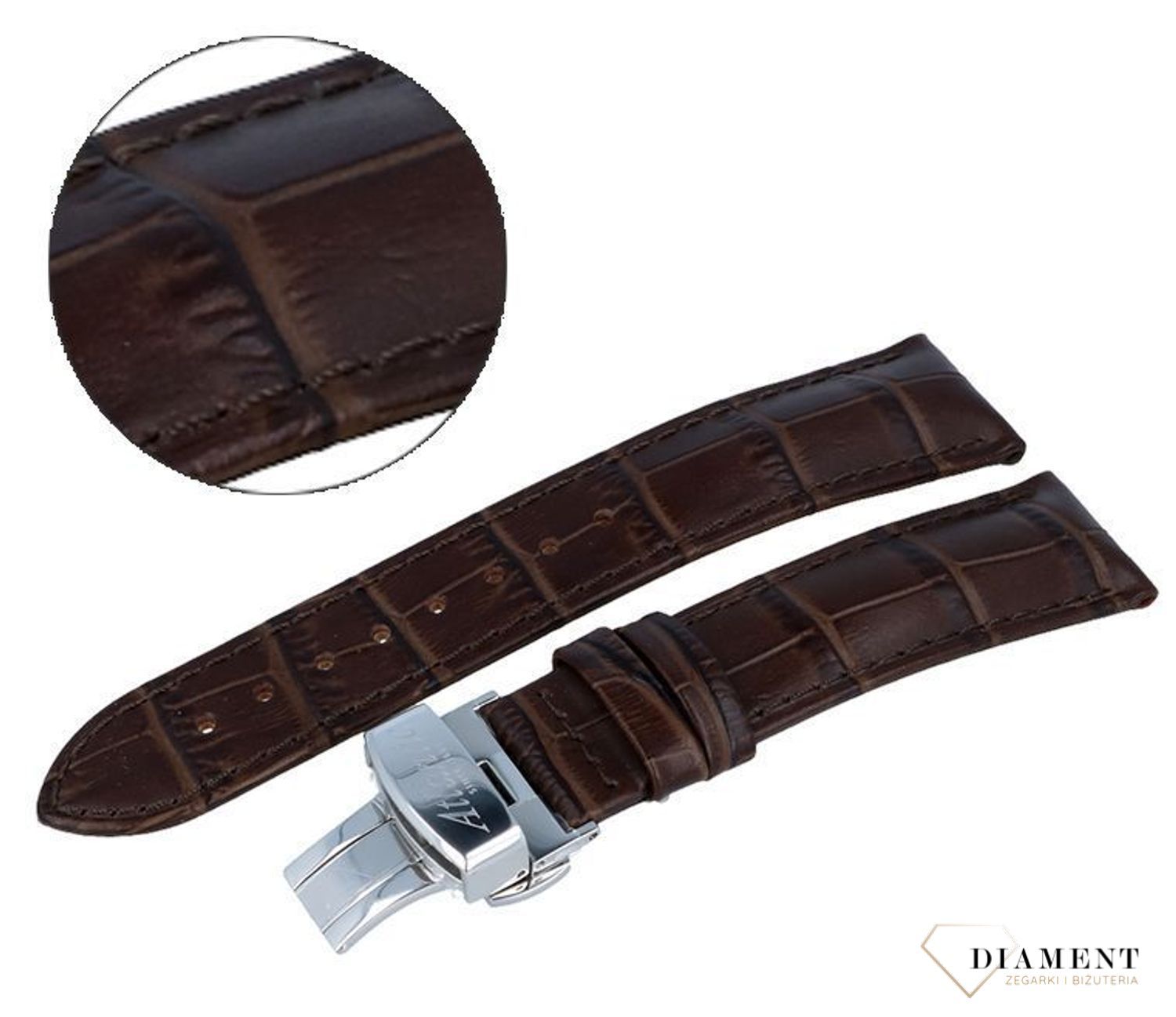 Pasek do zegarka Atlantic, skóra, brąz, 20 mm Pasek Atlantic 20SM Brąz. Solidny i wytrzymały pasek do zegarka Atlantic 20SM został wykonany z bardzo wytrzymałej i wygodnej w użytkowaniu skóry w kolorze brązowym.jpg